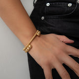 Gold Hammered Balls Cuff