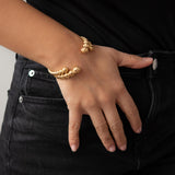 Gold Hammered Balls Cuff