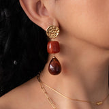 Gold Resin Dangle Earrings