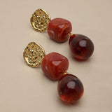 Gold Resin Dangle Earrings