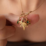 Interchangeable Coin Necklace with Green Rhinestone Charms