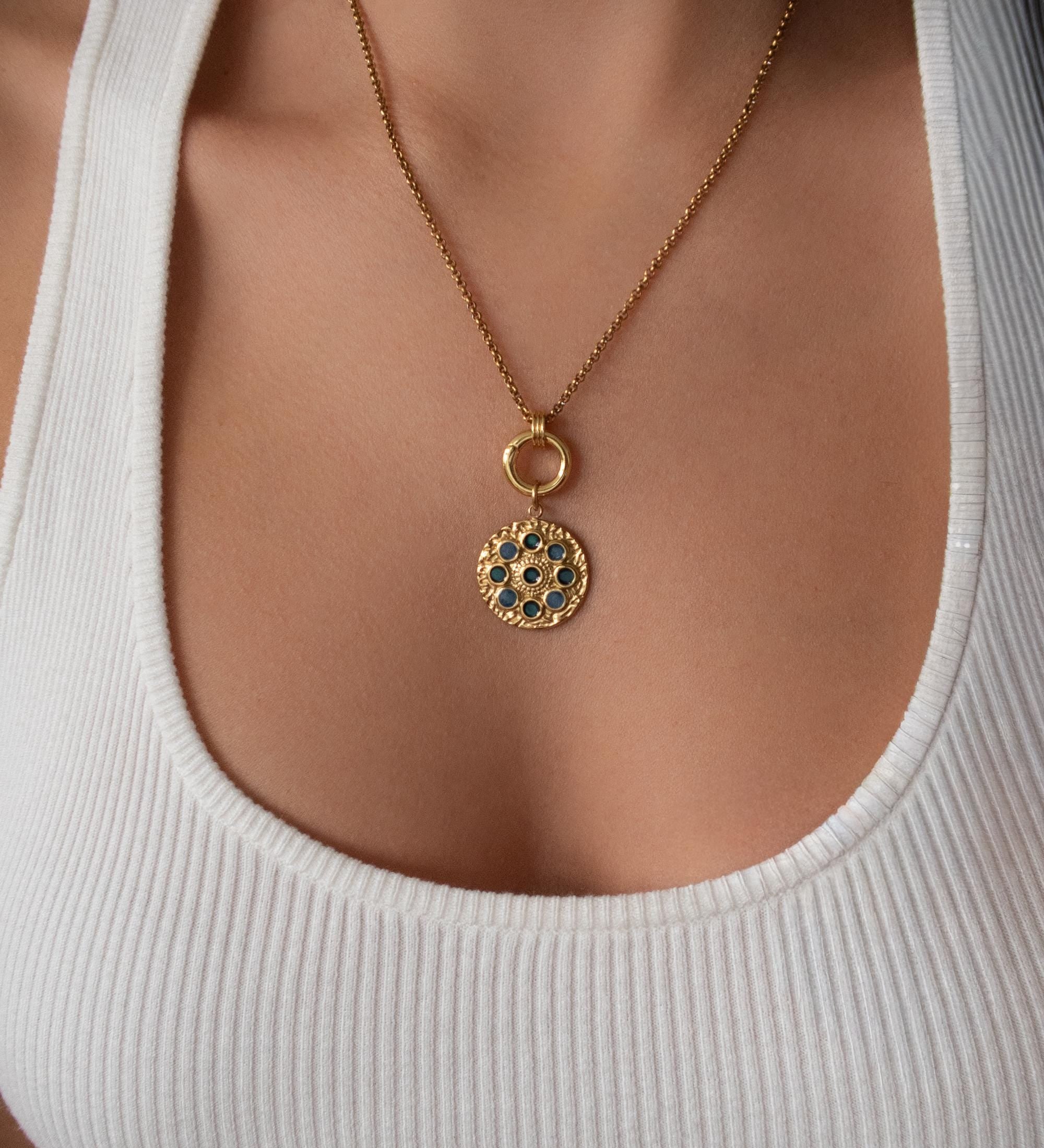 Interchangeable Rhinestone Disc Necklace