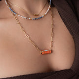 Gold Evil Eye Barrel Necklace