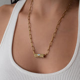 Gold Evil Eye Barrel Necklace