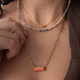 Gold Evil Eye Barrel Necklace