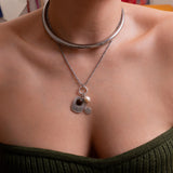 Silver Stainless Steel Collar Necklace