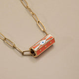 Gold Evil Eye Barrel Necklace