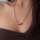 Gold Evil Eye Barrel Necklace