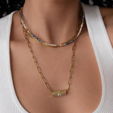 Gold Evil Eye Barrel Necklace