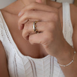 Silver Studded Ring With Gold Ball Accents