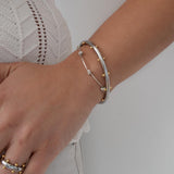 Silver Studded Cuff With Gold Ball Details