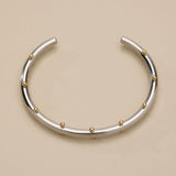 Silver Studded Cuff With Gold Ball Details