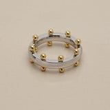 Silver Studded Ring With Gold Ball Accents