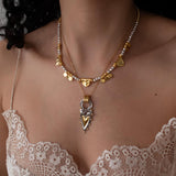 Two Tone Heart Pendant Necklace