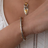 Silver Studded Cuff With Gold Ball Details