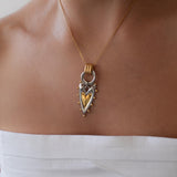 Two Tone Heart Pendant Necklace