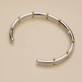 Silver Studded Cuff With Gold Ball Details