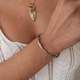 Silver Studded Cuff With Gold Ball Details