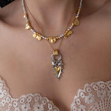 Two Tone Heart Pendant Necklace