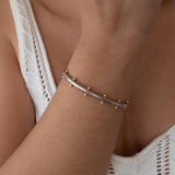 Silver Studded Cuff With Gold Ball Details
