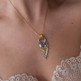 Two Tone Heart Pendant Necklace