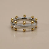 Silver Studded Ring With Gold Ball Accents