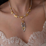 Two Tone Heart Pendant Necklace