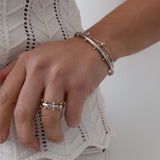Silver Studded Cuff With Gold Ball Details