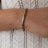 Silver Studded Cuff With Gold Ball Details