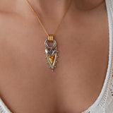Two Tone Heart Pendant Necklace