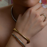 Silver Studded Cuff With Gold Ball Details