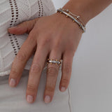 Silver Studded Cuff With Gold Ball Details