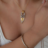 Two Tone Heart Pendant Necklace