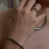 Silver Studded Cuff With Gold Ball Details