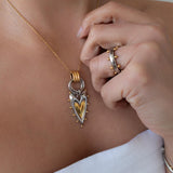 Two Tone Heart Pendant Necklace