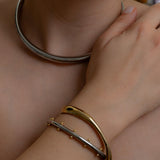 Silver Studded Cuff With Gold Ball Details