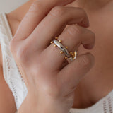 Silver Studded Ring With Gold Ball Accents