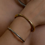 Silver Studded Cuff With Gold Ball Details