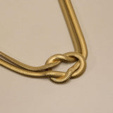 Gold Multi-Strand Snake Chain Knot Necklace