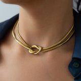 Gold Multi-Strand Snake Chain Knot Necklace