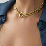 Gold Multi-Strand Snake Chain Knot Necklace