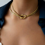 Gold Multi-Strand Snake Chain Knot Necklace