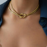 Gold Multi-Strand Snake Chain Knot Necklace