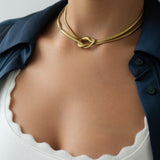 Gold Multi-Strand Snake Chain Knot Necklace