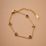 Gold Color Stone Chain Bracelet