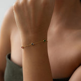 Gold Color Stone Chain Bracelet