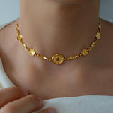 Gold Coin Chain Choker