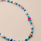 Blue Jade And Shell Bead Necklace