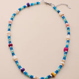 Blue Jade And Shell Bead Necklace
