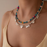 Blue Jade And Shell Bead Necklace